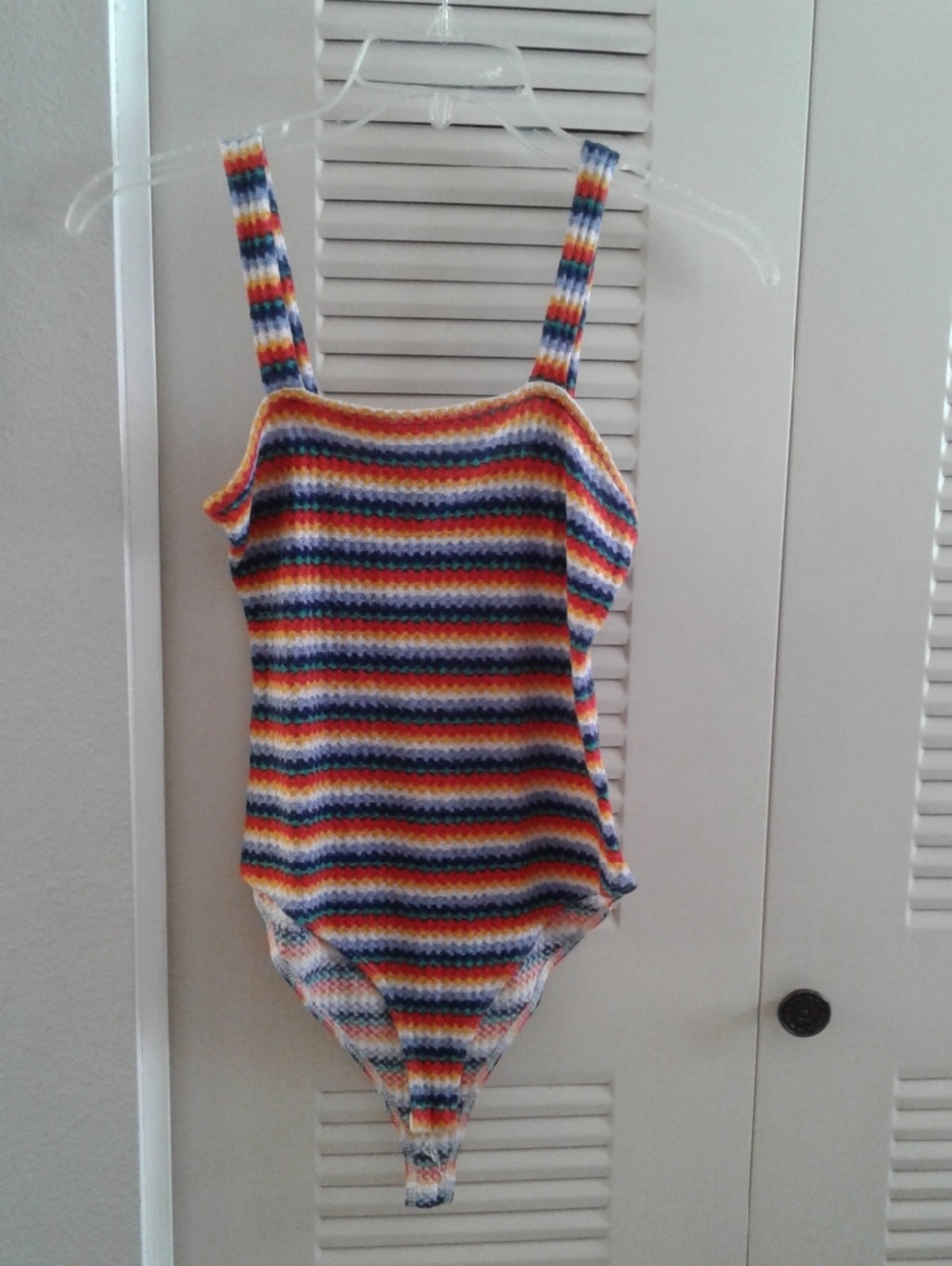 Forever 21 Multicolor Crocheted Stripe Bodysuit